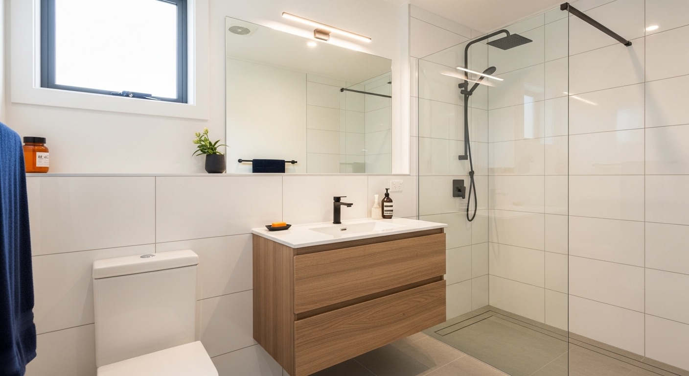 Modern bathroom after the remodel